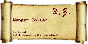 Wanger Zoltán névjegykártya
